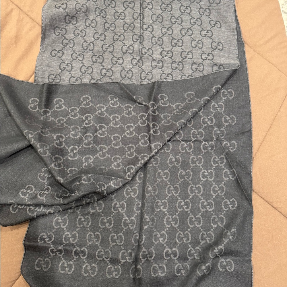 Gucci Charcoal and Black Monogram Scarf - Picture 2 of 4